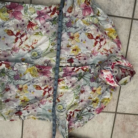 Garnish floral dress suit shirt button down top Easter blouse - Picture 4 of 6